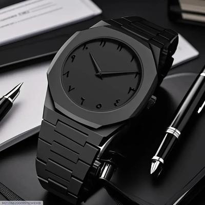 Men's Carbon Fiber Analogue Watch - 1 Pc - Sleek Black Design