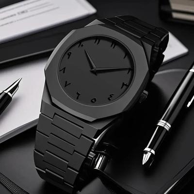 Men's Carbon Fiber Analogue Watch - 1 Pc - Sleek Black Design