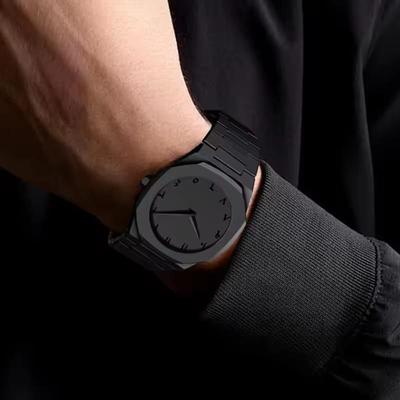 Men's Carbon Fiber Analogue Watch - 1 Pc - Sleek Black Design