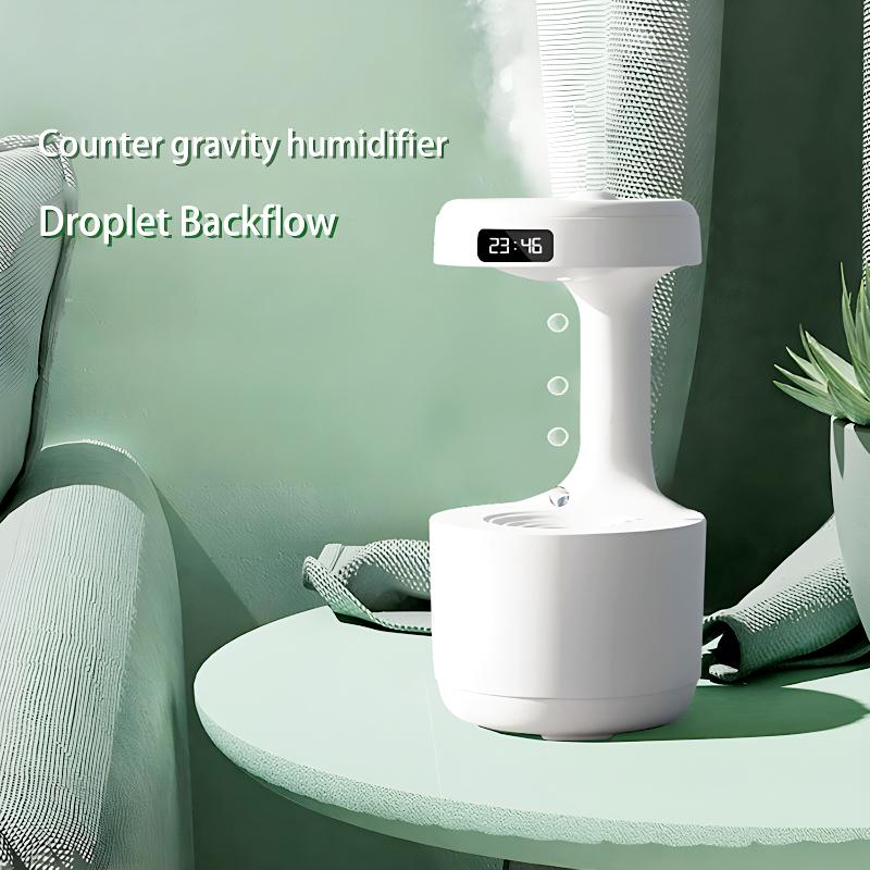 600ml Anti-Gravity Cool Mist Humidifier With Clock & Aroma Diffuser For Office And Bedroom