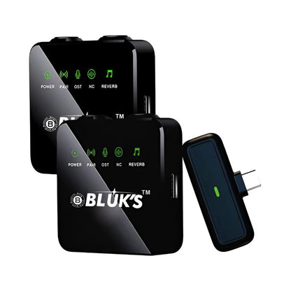 BLUK’S BX-10 Dual Wireless Microphone with ANC, 9ms Low Latency and Dual-Mic Transmitters for Smartphones & Cameras