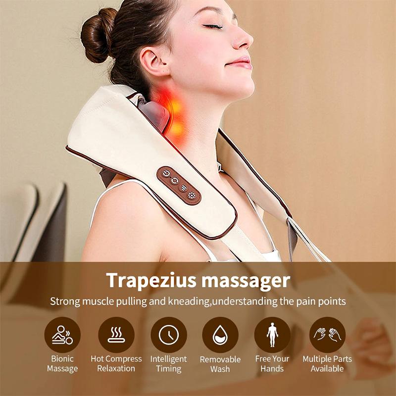 Ultimate Neck & Shoulder Tension Reliever – Wireless 6-Head Trapezius Massager