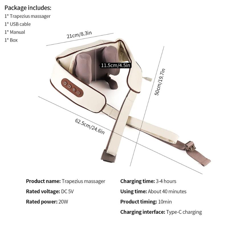 Ultimate Neck & Shoulder Tension Reliever – Wireless 6-Head Trapezius Massager
